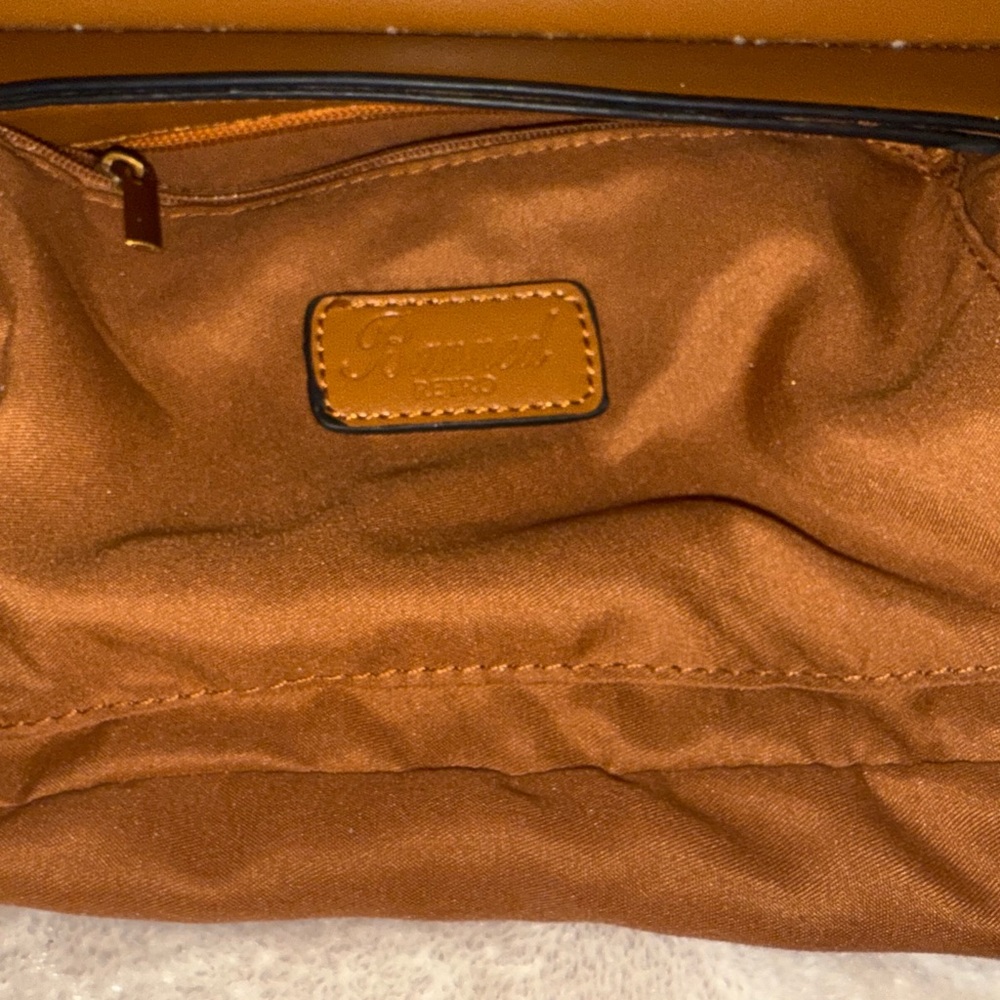 Vintage Banned Retro Mini Messenger Handbag Satchel Toffee & Sunshine Yellow EUC - Picture 10 of 15